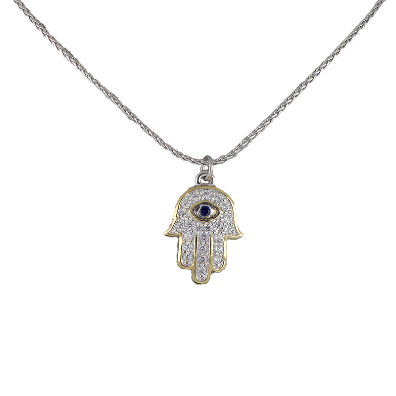 Hamsa Hand Indigo Eye Pendant Necklace