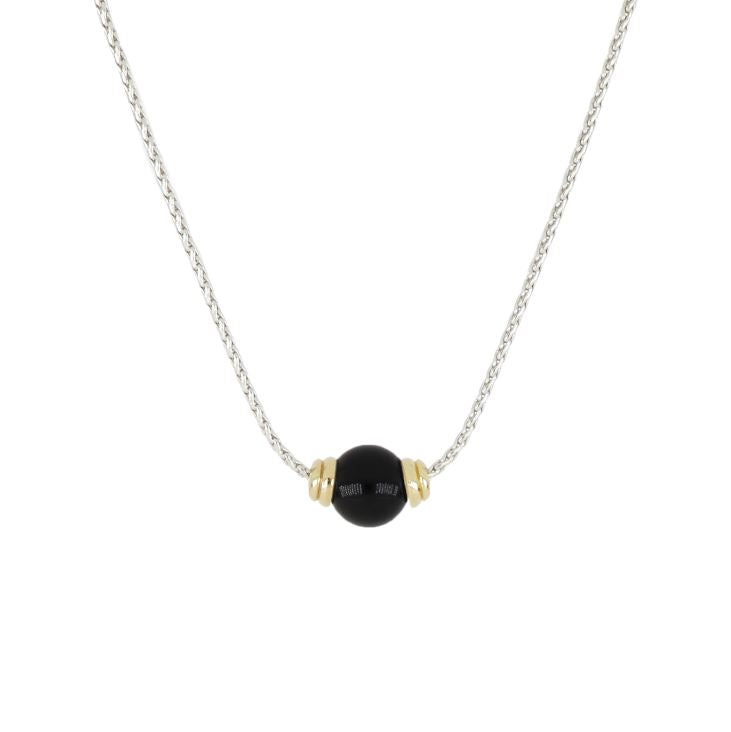 Perola Collection - Single Black Onyx Two-Tone Necklace