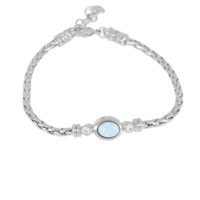 Opalas do Mar Collection - Single Strand Blue Oval Opal CZ Bracelet