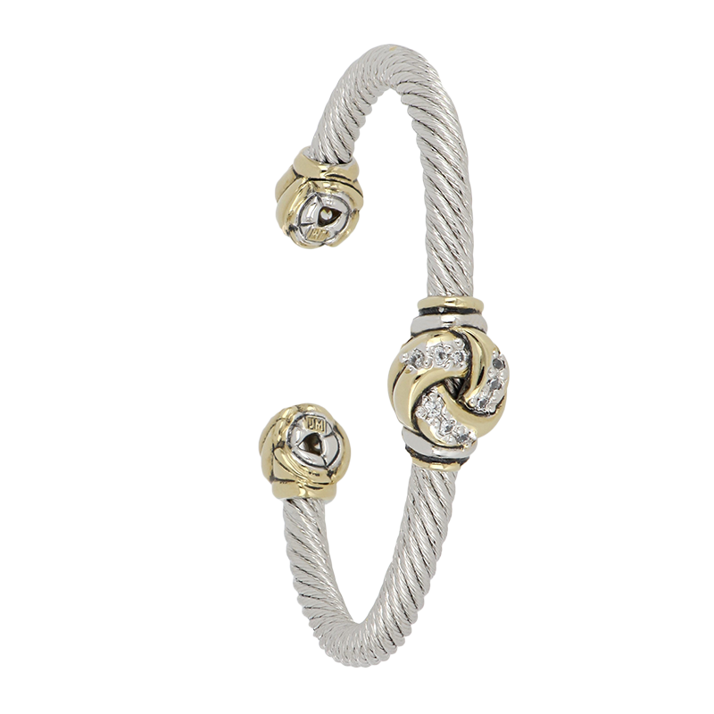 Infinity Knot Collection - Pavé Center Wire Cuff Bracelet