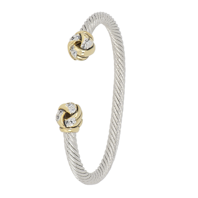 Infinity Knot Collection - Pavé Ends Wire Cuff Bracelet