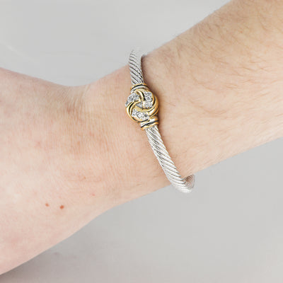 Infinity Knot Collection - Pavé Center Wire Cuff Bracelet