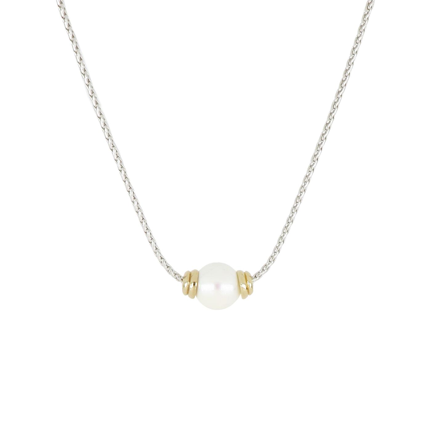 Pérola Collection - Single Pearl Two-Tone Necklace