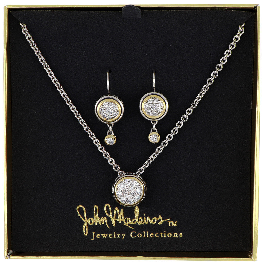 Gift Set Lanna Solitaire Pavé Earrings and Necklace