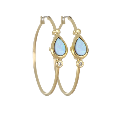 Opalas do Mar Collection - Blue Opal Pear Hoop Earring