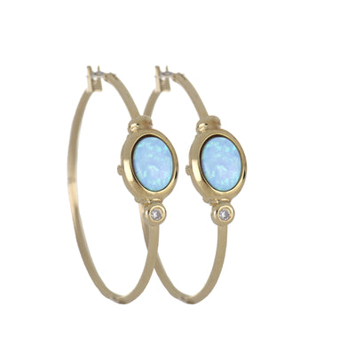 Opalas do Mar Collection - Blue Opal Oval Hoop Earrings