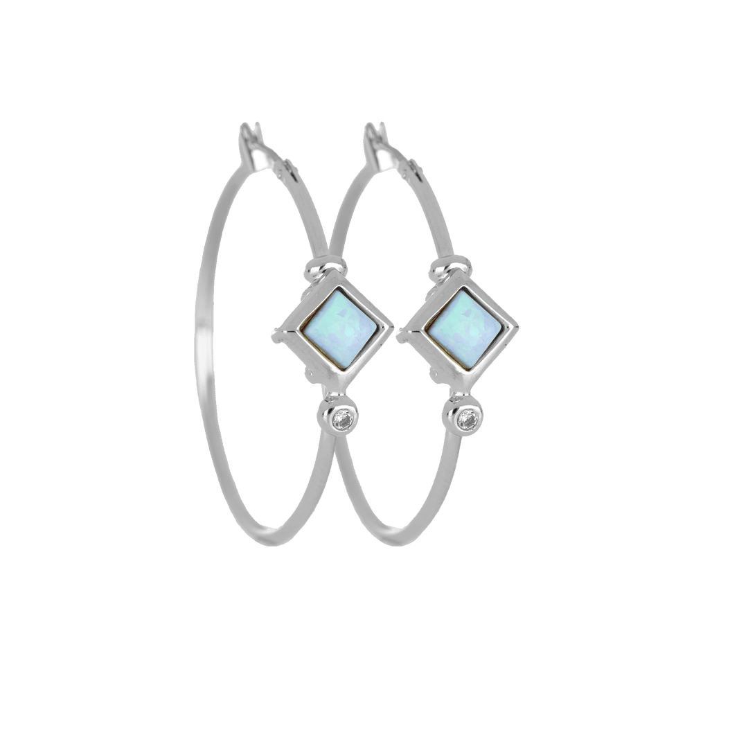 Opalas do Mar Collection - Blue Diamond Opal Hoop Earrings