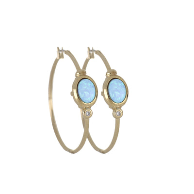 Opalas do Mar Collection - Blue Opal Oval Hoop Earrings
